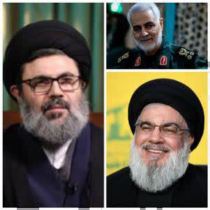 سید حسن نصرالله  و شهید صفی الدین وشهید سلیمانی